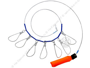 Кукан рыболовный Три Кита с поплавком (7 карабинов)