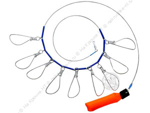 Кукан рыболовный Три Кита с поплавком (9 карабинов)