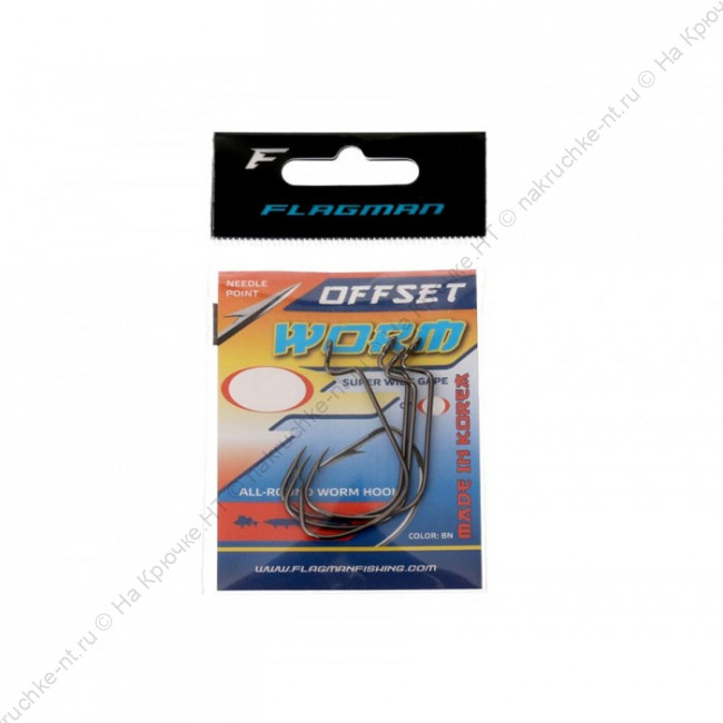 FLAGMAN Крючок Worm Super Wide Gape Offset №1 6шт 0 FLAGMAN Крючок Worm Super Wide Gape Offset №1 6шт 0