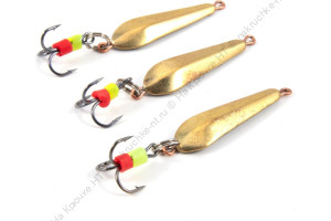 Блесна вертикальная "Яман" Клопик с тройником ,размер 25 мм, вес 1,7 г, цвет латунь