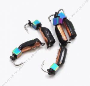 Мормышка вольф. безнасадочная "ЯМАН" Столбик №3, d-2 мм, L-7 мм, вес 0,65 гр.,  кубик, цв. медь, (уп