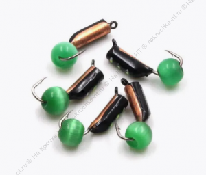 Мормышка вольф. безнасадочная "ЯМАН" Столбик №3, d-2 мм, L-7 мм, вес 0,65 гр., кошачий глаз сверлены